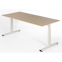 T poot bureau met licht frame en licht tafelblad