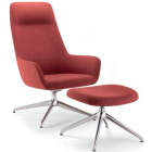 City lounge fauteuil met hocker rood 