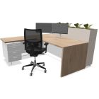 Luxe houten bureau ST450 recht en hoekbureau met beeldscherm en plantenbak