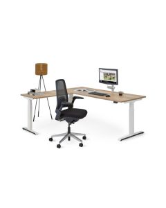 flex3+_hoekbureau_wit_onderstel met zwarte bureaustoel