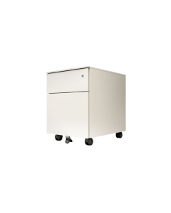 Neutral ladenblok wit 2 laden met slot en wielen