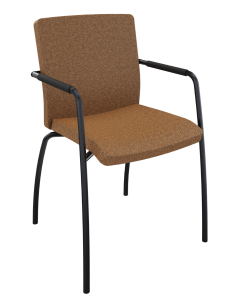 Vergaderstoel Alfa – 4-poots frame, hoge rug, gestoffeerd met armopdek met oranje stoffering