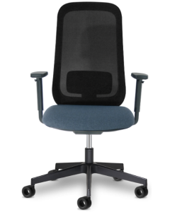 Sitland skate bureaustoel met blauwe stoffering vooraanzicht