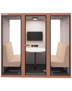 Vox Pod Large 4P akoestische vergadercabine met tafel en zitbanken