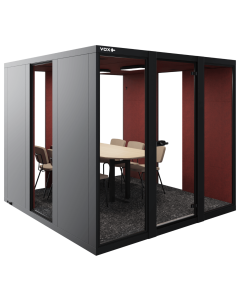 Vox Pod XLarge vergadercabine voor kantoor met glazen wanden en tafel
